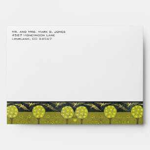 Vintage Art Nouveau Birds & Trees Wedding Envelope