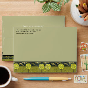 Vintage Art Nouveau Birds & Trees Wedding Envelope