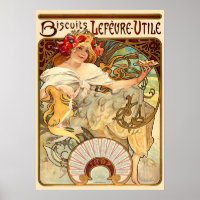 Vintage Art Nouveau Biscuits Ad by Alphonse Mucha