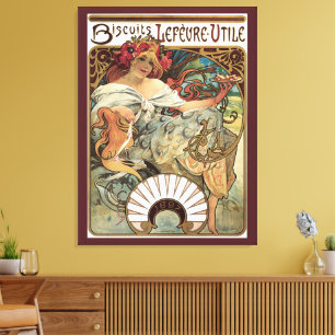 Vintage Art Nouveau, Biscuits by Alphonse Mucha Canvas Print