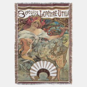 Vintage Art Nouveau, Biscuits by Alphonse Mucha Throw Blanket