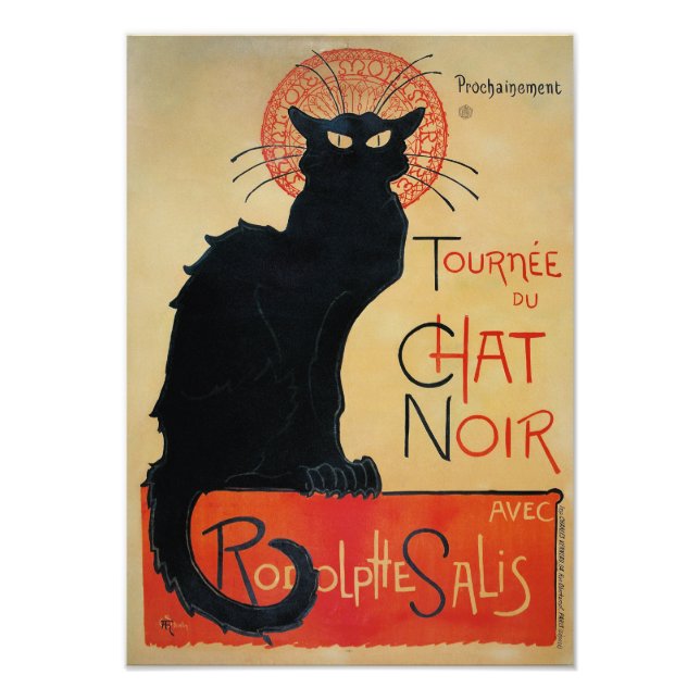 Vintage Art Nouveau Black Cat Photo Print (Front)
