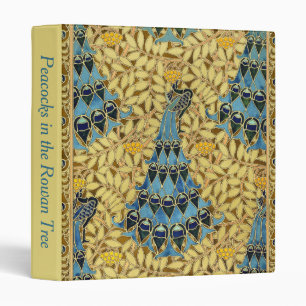 Vintage Art Nouveau Blue Peacock Floral Pattern Binder