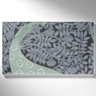 Vintage Art Nouveau Blue Peacock Print Verneuil Name Tag