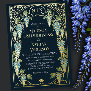 Vintage Art Nouveau Blue Wisteria Wedding