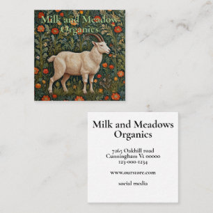 Vintage art nouveau boho chic goat  square business card