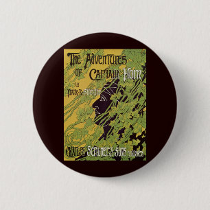 Vintage Art Nouveau Book, Captain Horn Adventures 2 Inch Round Button