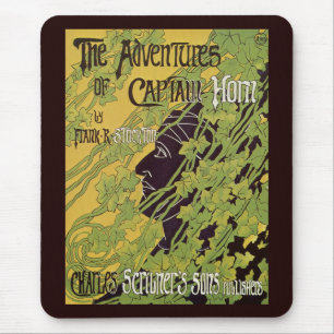 Vintage Art Nouveau Book, Captain Horn Adventures Mouse Pad