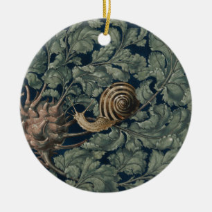 Vintage Art Nouveau Botanical Snail Antique Ceramic Ornament