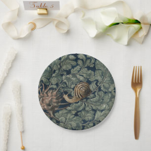 Vintage Art Nouveau Botanical Snail Antique Paper Plate