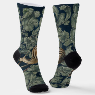 Vintage Art Nouveau Botanical Snail Antique Socks
