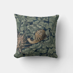 Vintage Art Nouveau Botanical Snail Antique Throw Pillow