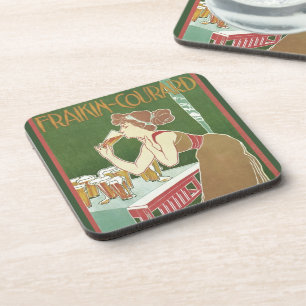 Vintage Art Nouveau Brasserie Fraikin-Courard Beer Coaster