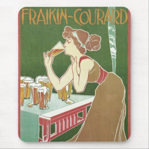 Vintage Art Nouveau Brasserie Fraikin-Courard Beer Mouse Pad