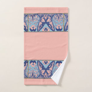 Vintage Art Nouveau Butterflies and Pansies Bath Towel Set