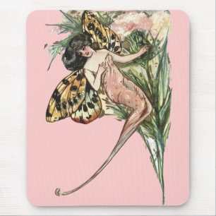 Vintage Art Nouveau Butterfly Fairy Mouse Pad