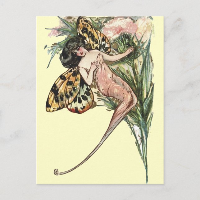 Vintage Art Nouveau Butterfly Fairy Postcard (Front)