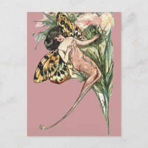 Vintage Art Nouveau Butterfly Fairy Postcard
