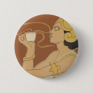 Vintage Art Nouveau Cafe Rajah, Lady with Coffee 2 Inch Round Button