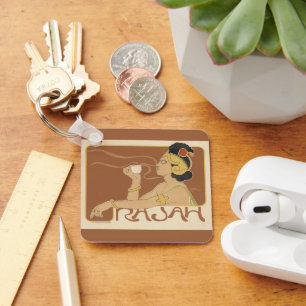 Vintage Art Nouveau Cafe Rajah, Lady with Coffee Keychain