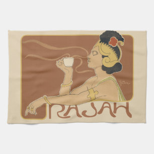 Vintage Art Nouveau Cafe Rajah, Lady with Coffee Kitchen Towel