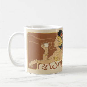 Vintage Art Nouveau Cafe Rajah, Lady with Coffee Mug