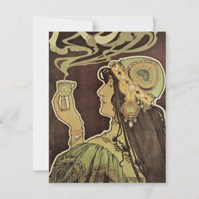 Vintage Art Nouveau Cafe Rajah, Woman with Coffee (Front)