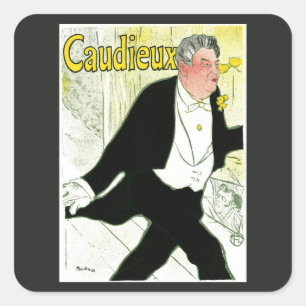 Vintage Art Nouveau, Caudieux by Toulouse Lautrec Square Sticker
