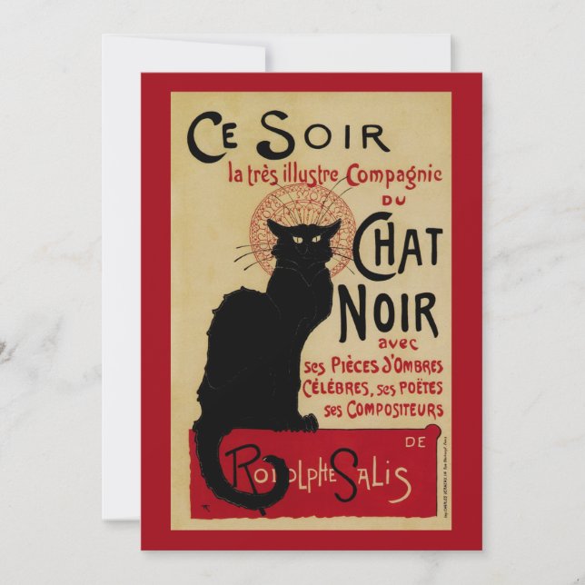 Vintage Art Nouveau, Ce Soir Chat Noir Black Cat Invitation (Front)
