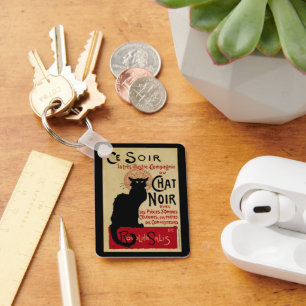 Vintage Art Nouveau, Ce Soir Chat Noir Black Cat Keychain