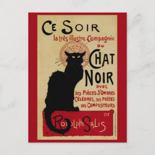 Vintage Art Nouveau, Ce Soir Chat Noir Black Cat Postcard