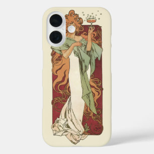 Vintage Art Nouveau, Champagne by Alphonse Mucha iPhone 16 Case