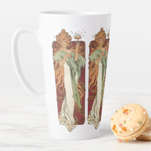 Vintage Art Nouveau, Champagne by Alphonse Mucha Latte Mug