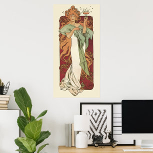 Vintage Art Nouveau, Champagne by Alphonse Mucha Poster