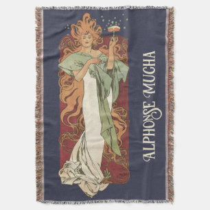 Vintage Art Nouveau, Champagne by Alphonse Mucha Throw Blanket