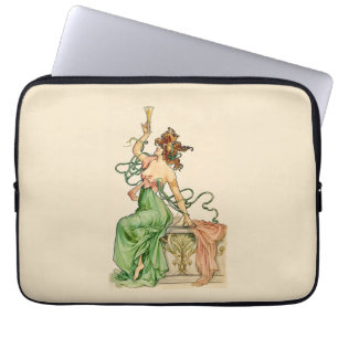 Vintage Art Nouveau Champagne Lady Illustration Laptop Sleeve