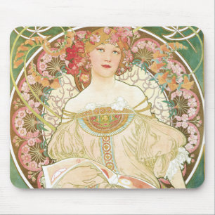 Vintage Art Nouveau, Champenois by Alphonse Mucha Mouse Pad