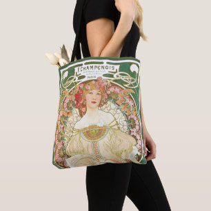 Vintage Art Nouveau, Champenois by Alphonse Mucha Tote Bag