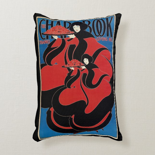 Vintage Art Nouveau Chap Book Thanksgiving Accent Pillow (Front(Vertical))