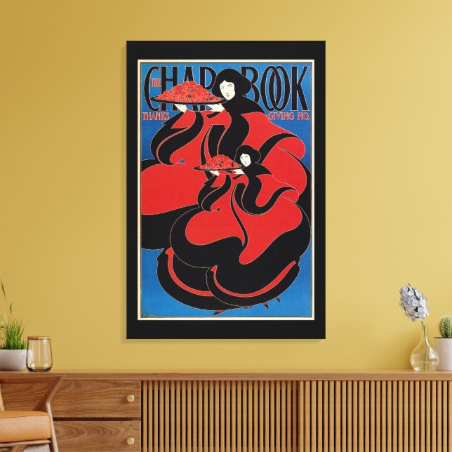 Vintage Art Nouveau Chap Book Thanksgiving Canvas Print (Insitu(LivingRoom))
