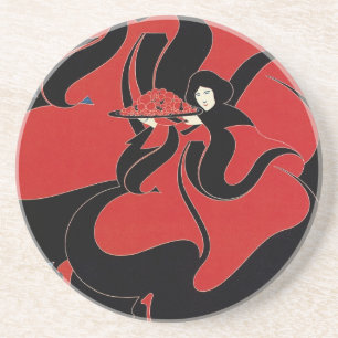 Vintage Art Nouveau Chap Book Thanksgiving Coaster