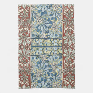 Vintage Art Nouveau Chestnut Floral Pattern Kitchen Towel