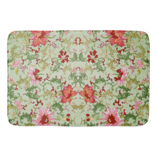 Vintage Art Nouveau Chinese Floral Chinoiserie Bath Mat