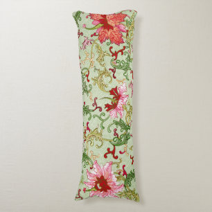Vintage Art Nouveau Chinese Floral Chinoiserie Body Pillow