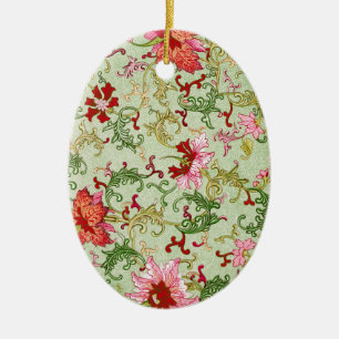 Vintage Art Nouveau Chinese Floral Chinoiserie Ceramic Ornament