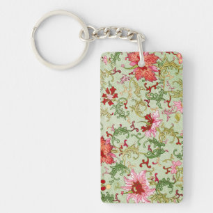 Vintage Art Nouveau Chinese Floral Chinoiserie Keychain