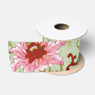 Vintage Art Nouveau Chinese Floral Chinoiserie Satin Ribbon