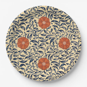 Vintage Art Nouveau Chinese Peony Floral Pattern Paper Plate