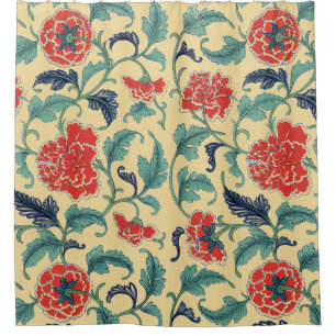 Vintage Art Nouveau Chinese Red Floral Chinoiserie
