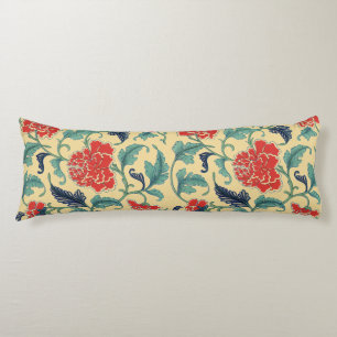 Vintage Art Nouveau Chinese Red Floral Chinoiserie Body Pillow